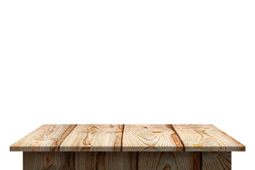 Wooden empty podium, table. Mock up for display of product.
