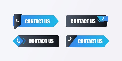 Contact us arrow template. Black advertising business sticker