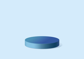 Round podium on a blue floor. Mock up for your design. Abstraction. 3D visualization