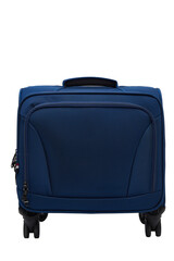 Travel suitcase in blue on isolated white background