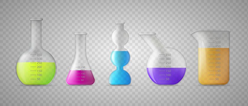 Laboratory and medical flasks isolated