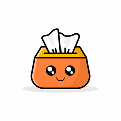 Cute Tissue Box Cartoon Vector Icon Illustration. Flat Cartoon Style - EPS 10 Vector