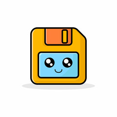 Cute Floppy Disk Cartoon Vector Icon Illustration. Flat Cartoon Style - EPS 10 Vector