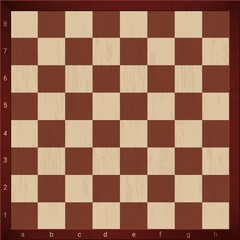 Empty chess board template. Classic ancient game on wooden floor
