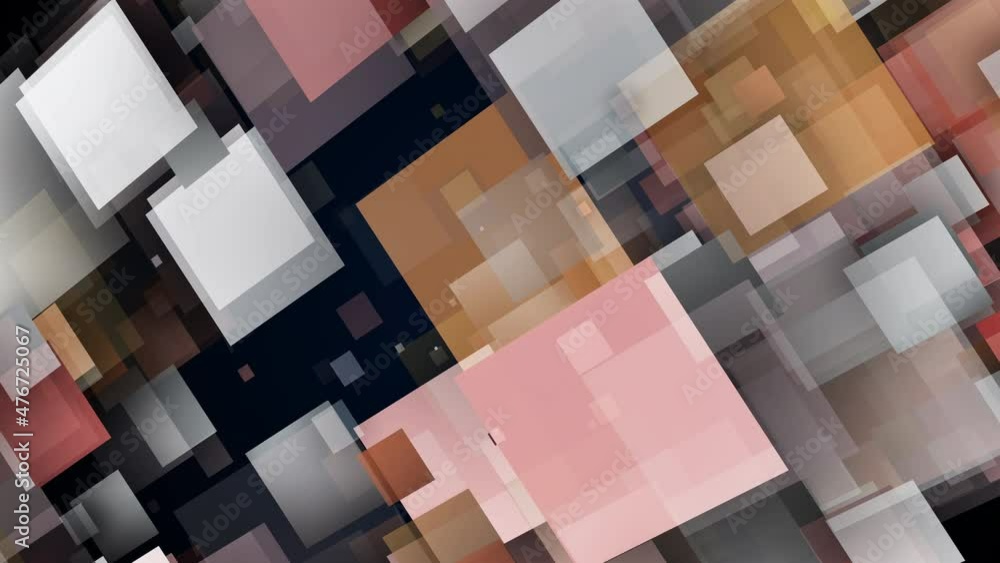 Poster quadrangular shapes in 3d render of random movement. futuristic cyber landscape with transparent geo