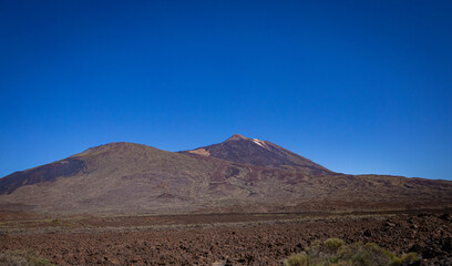 Plains view in Teide National Park with blue clear sky, Tenerife