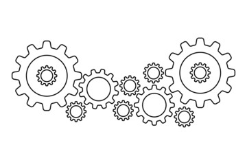 linear set of gears and cogs