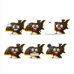 Cartoon character of plane chocolate gummy candy with various chef emoticons