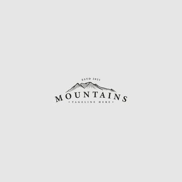 Modern flat silhouette MOUNTAINS hill logo design