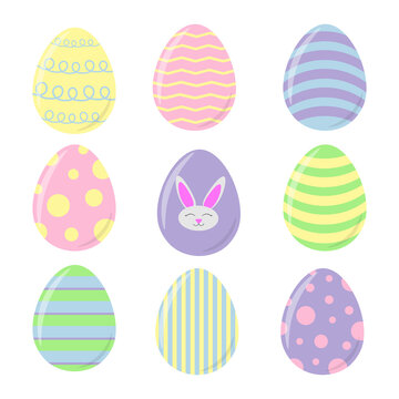 A set of Easter eggs for the Easter holiday. Spring theme. Vector image