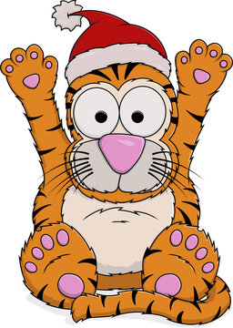 Vector illustration of a Christmas tiger