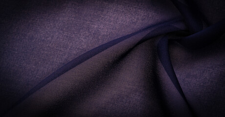 Background texture Dark blue chiffon silk is a soft transparent fabric with a slight roughness...