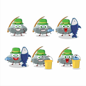 A fisherman UFO gray gummy candy cartoon picture catch a big fish