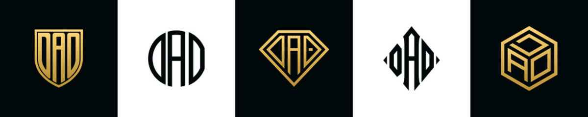 Initial letters DAO logo designs Bundle - obrazy, fototapety, plakaty