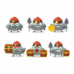 Fototapeta premium miners UFO gray gummy candy cute mascot character wearing helmet