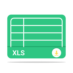Vector of download spreadsheet icon. XLS or XLSX file format vector with landscape design.