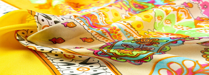 Texture, background, paisley silk fabric, Indian themes ornate traditional paisley elements with...