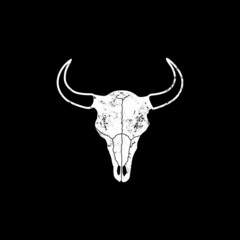 Grunge Cow Buffalo Bull Bison Angus Skull Head Vector Design