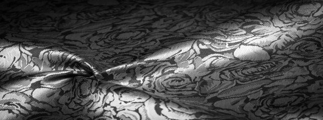 relief pattern, composite textile, silk fabric in black and whit