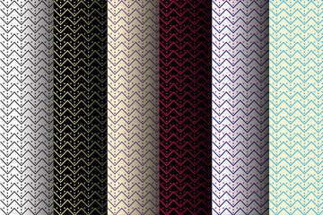 Collection of geometric simple seamless vector patterns dotted and striped textures