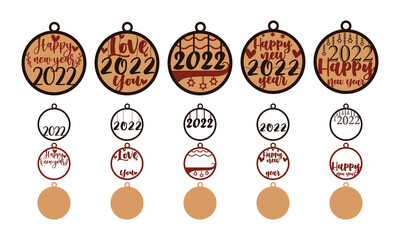 3D Happy New Year 2022 Layered SVG file