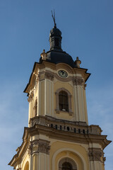 Beautiful Old Buchach City Hall, joint work of architect Bernard Meretyn and sculptor Johann Georg Pinsel. Buchach city. Western Ukraine