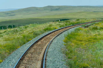 railway, railroad, rail, elevated. steppe prairie veld. is a means of transportation and passengers...