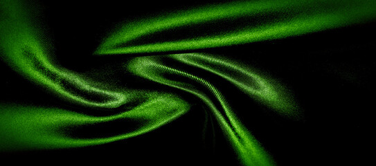 texture, background, pattern. green silk fabric panoramic photo. Silk Duke mood Satin is a...