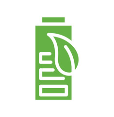 Eco Battery icon. Vector graphic glyph style isolated on white background	