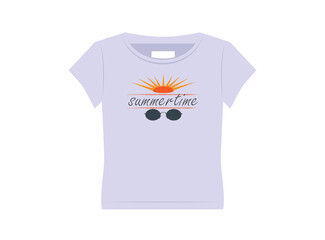 Summertime t-shirt design for girl, vector illustration