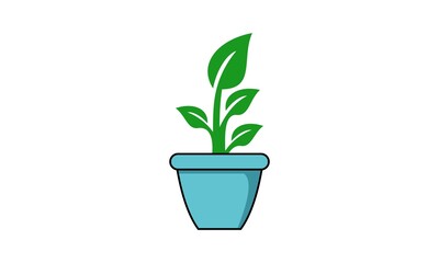 leaf decoration pot vector logo