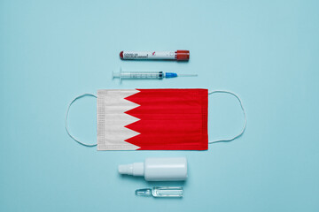 Blood tube for test detection of virus Covid-19 Omicron Variant with positive result, medicine mask...