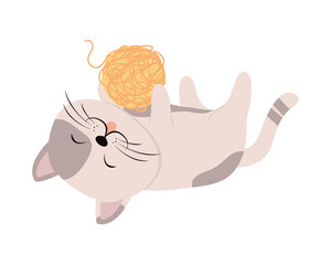 cat playing with wool