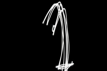 number one shape expressed in white light on a dark night.