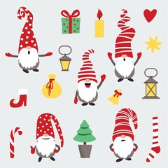 Vector pattern with dwarves and christmas elements - 476741892