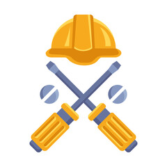 screwdriver and helmet illustration vector