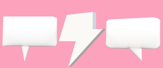 white speech bubbles pink background3d illustration
