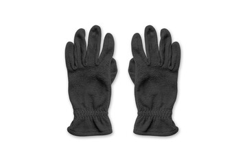 Black winter gloves mockup isolated on white background. Realistic 3D rendering, perfect for product presentation, branding, and fashion accessory design.
