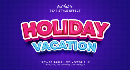 Fototapeta premium Editable text effect, Holiday vacation cartoon style