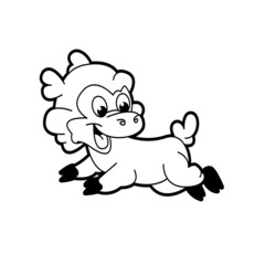 happy little lamb running vector cartoon