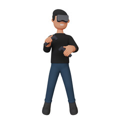 3d rendering man playing virtual reality