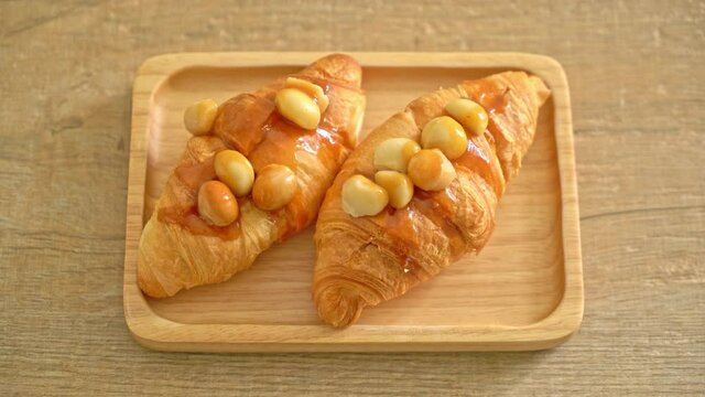 croissant with macadamia and caramel