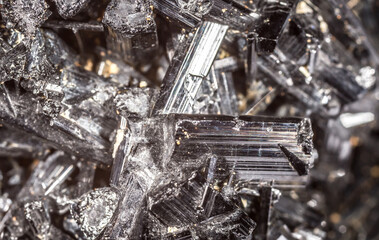Tourmaline black crystals. Gems. Mineral crystals in the natural environment. Texture of precious...