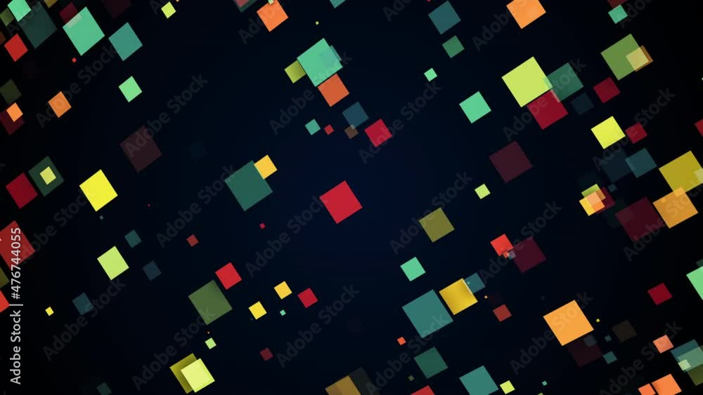 Poster quadrangular shapes in 3d render of random movement. futuristic cyber landscape with transparent geo