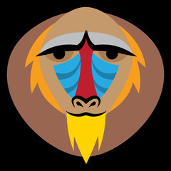 Cartoon illustration of Baboon Face with flat design style, best for icon, logo, and decoration with animal themes