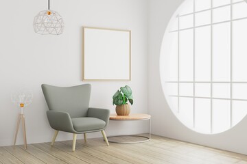 picture frame concept. empty room interior 3d rendering
