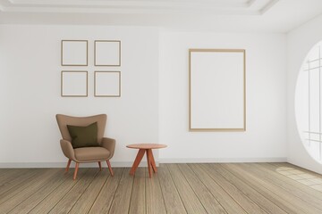 picture frame concept. empty room interior 3d rendering
