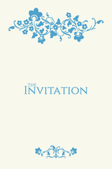 Vector template with classic blue floral ornaments or calligraphic vignette