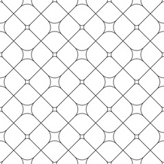 Fototapeta premium Seamless vector pattern. Black and white linear drawing. Abstract geometric design. Monochrome illustration. Easy to edit color and line weight