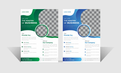 Creative Corporate Business Flyer Template design with blue ad green color for print, Template for poster design